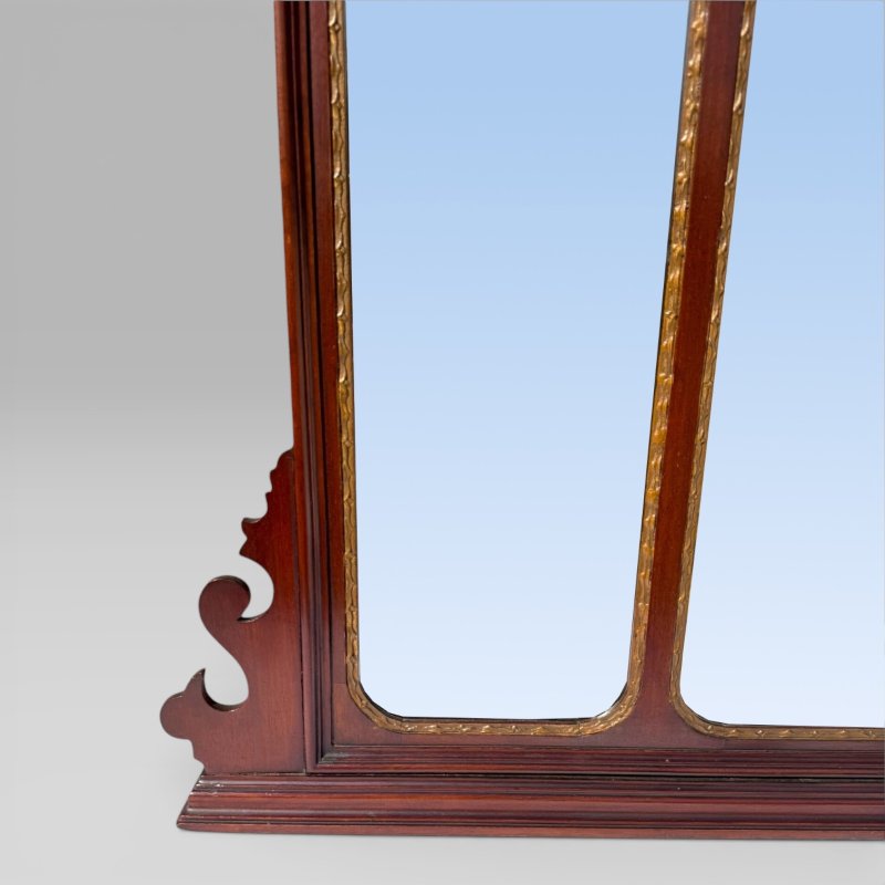 Antique 19th Century Chippendale Style Carved Mahogany & Gilt Wall Mirror - Image 11